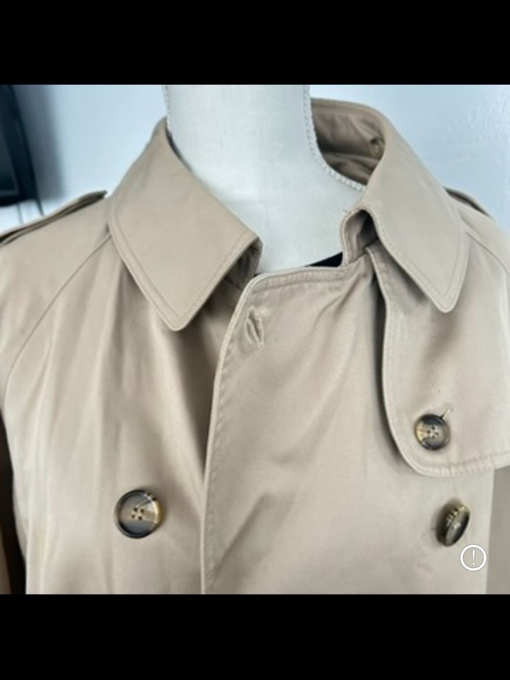 Evan Picone Beige Double-Breasted Trench Coat - Picture 6 of 8